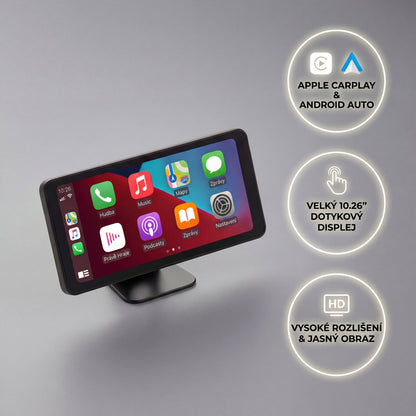 Univerzální 10.26" dotykový displej do auta s bezdrátovým Apple CarPlay a Android Auto navigací
